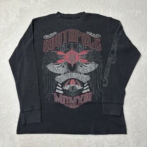 VTG Southpole Thermal Long Sleeve Shirt Y2K Cyber Grunge Affliction Skull Large